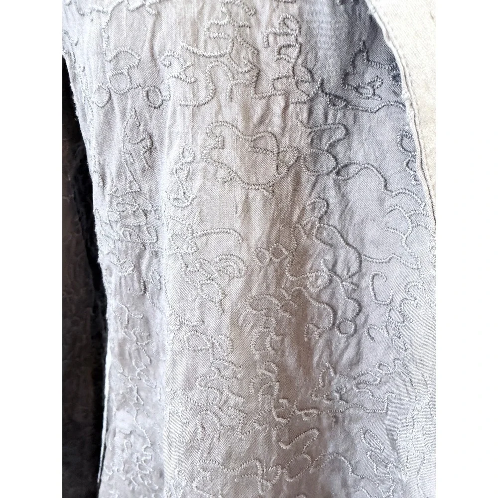 Eileen Fisher Luxury 100% Silk Embroidered Floral Open Front Blazer Jacket‎ M